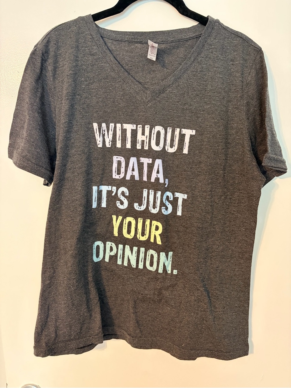 Without Data It’s Just Your Opinion Graphic V-Neck T-Shirt XL